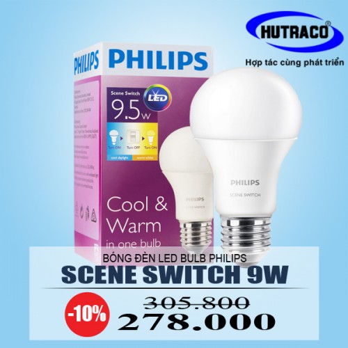 Bóng đèn LED Bulb Philips ánh sáng đổi màu vàng-trắng Scene Switch 9.5W E27 3000/6500K